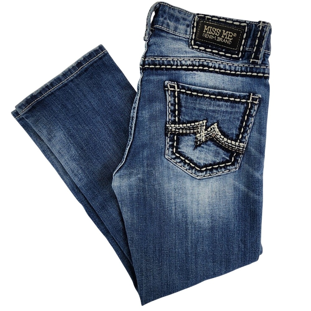Miss Me Womens 28 Blue Boyfriend Capri JB1026P4 Heavy Stitch Y2K Western Denim